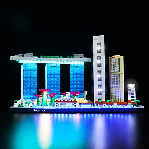 LocoLee Led Licht Set Kompatibel mit Lego Architecture Singapur,Dekorations Led Beleuchtungs Set Compatible with Lego 21057 Skyline Collectible Light Kit,Nur Lichter-Set,Kein Modell (Singapur) von LocoLee