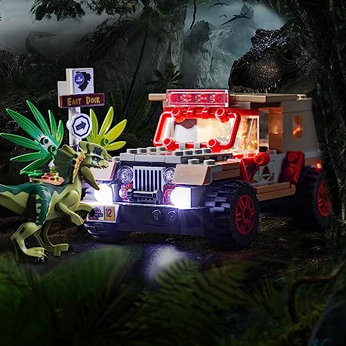 LocoLee Led Licht Set Kompatibel mit LEGO Hinterhalt des Dilophosaurus, Led Beleuchtungs Set Compatible with LEGO 76958 Hinterhalt des Dilophosaurus Dilophosaurus Ambush - Nur Lichter Set, Kein Modell von LocoLee