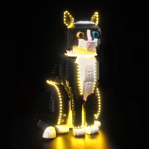 LocoLee Licht Kompatibel mit Lego 21349 Ideas Schwarz-weiße Katze, Nur Lichter Set - Kein Modell, Licht BeleuchtungSet Compatible with LEGOSchwarz-weiße Katze von LocoLee