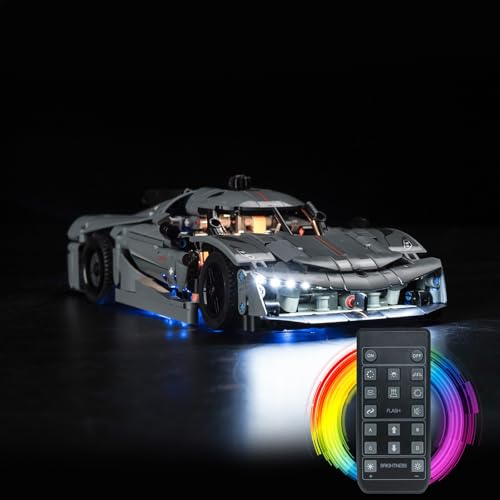 LocoLee Licht Kompatibel mit Lego 42173 Koenigsegg Jesko Absolut Supersportwagen in Grau Fernbedienung Version, Kein Modell, BeleuchtungSet Compatible with Lego Technic Koenigsegg Jesko Absolut von LocoLee