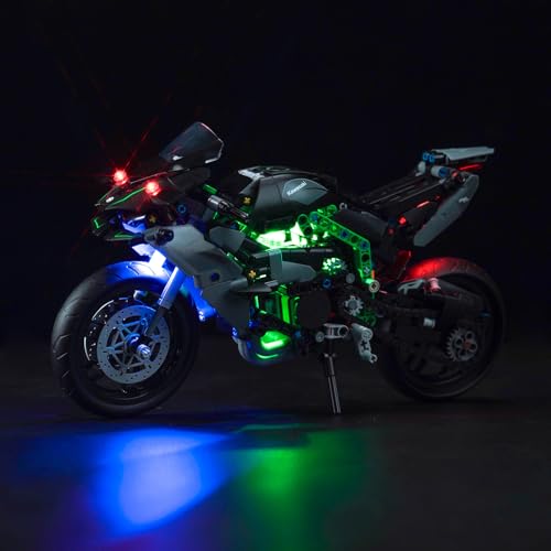 LocoLee Licht Kompatibel mit Lego Kawasaki Ninja H2R Motorrad, Nur Lichter Set - Kein Modell, Licht BeleuchtungSet Compatible with Lego 42170 Kawasaki Ninja H2R Motorrad von LocoLee