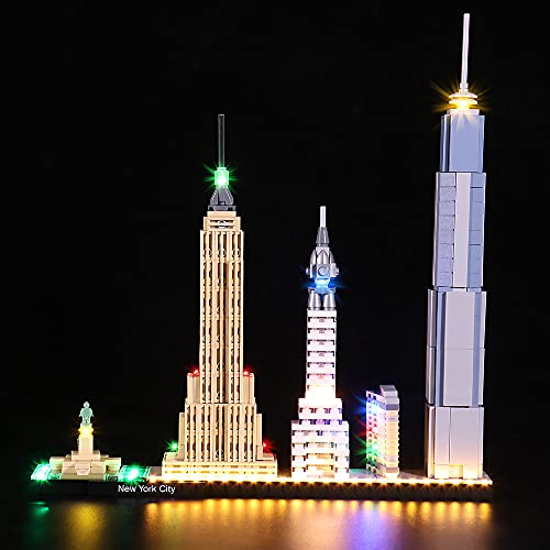 LocoLee Led Licht Set Kompatibel mit LEGO Architecture New York City,Dekorations Led Beleuchtungs Set Compatible with LEGO 21028 Skyline Collectible Light Kit,Nur Lichter-Set,Kein Modell (New York) von LocoLee