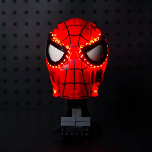 LocoLee Licht Kompatibel mit Lego Spider-Man's Mask, Nur Lichter Set - Kein Modell, Licht BeleuchtungSet Compatible with Lego 76285 Marvel Spider-Man's Mask (Standard Version) von LocoLee