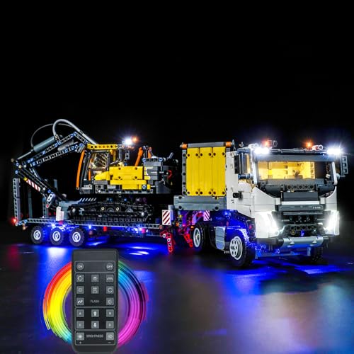 LocoLee Licht Kompatibel mit Lego Technic Volvo FMX LKW mit EC230 Electric Raupenbagger Fernbedienung Version, Nur Lichter Set - Kein Modell, Licht BeleuchtungSet Compatible with Lego 42175 von LocoLee