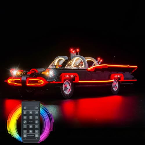 LocoLee Licht Set Kompatibel mit Lego Batmobil aus der 60er-Jahre-Fernsehserie Fernbedienung Version, Nur Lichter Set, Licht Beleuchtung Set Compatible with Lego The Classic TV Series Batmobile 76328 von LocoLee