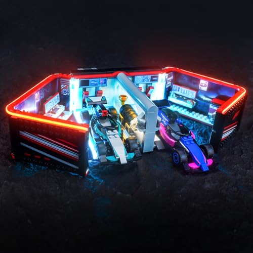 LocoLee Licht Set Kompatibel mit Lego F1 Garage mit Mercedes-AMG & Alpine Rennautos, Nur Lichter Set - Kein Modell, Licht Beleuchtung Set Compatible with Lego 60444 von LocoLee