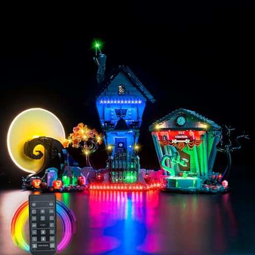 LocoLee Licht Set Kompatibel mit Lego Nightmare Before Christmas Aktualisiertes Fernbedienung Version, Nur Lichter Set, Licht Beleuchtung Set Compatible with Lego Disney Tim Burton's 21351 von LocoLee