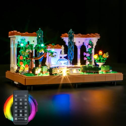 LocoLee Licht Set Kompatibel mit Lego Springbrunnengarten Fernbedienung, Nur Lichter Set - Kein Modell, Licht Beleuchtung Set Compatible with Lego Fountain Garden 10359 von LocoLee