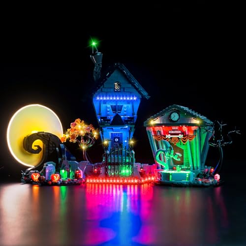 LocoLee Licht Set Kompatibel mit Lego Tim Burtons Disney Film Nightmare Before Christmas Aktualisiertes Version, Nur Lichter Set - Kein Modell, Licht Beleuchtung Set Compatible with Lego 21351 von LocoLee