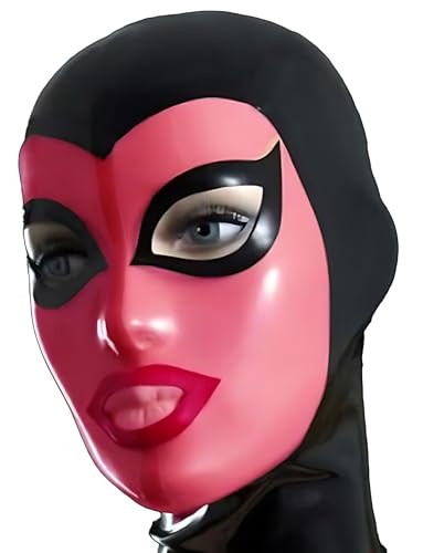 Lodnexem Rot,M, Sexy Maske Halloween Party Cosplay BDSM Maske Latex Sexspielzeug Erotische Kopfmaske Gummimaske Für Paare von Lodnexem