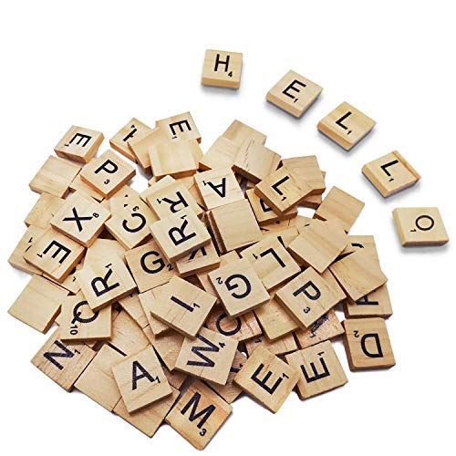 LoengMax Holz-Buchstaben-Fliesen, Scrabble-Buchstaben, Holz, zum Basteln, als Geschenk, Dekoration, 500 Stück von LoengMax