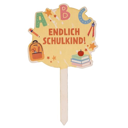 Logbuch-Verlag 1. Klasse Schulanfang Schulkind Kuchenstecker Torten Stecker erster Schultag aus Holz 10 x 18 cm von Logbuch-Verlag