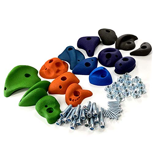 Loggyland 15er Set klein mittel groß Klettersteine für Kletterwand Boulderwand Kletterrampe Spielturm aus massivem Kompositmaterial mit hoher Griffigkeit auch bei Nässe von Loggyland