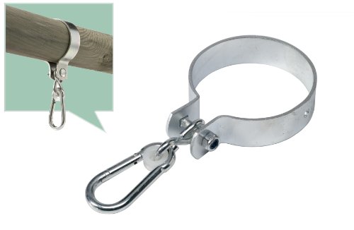 Loggyland Schaukelschelle rundum 10cm Schaukelhaken 100 mm für Rundholz mit Karabiner zum Einhängen für den Schaukelsitz von Loggyland