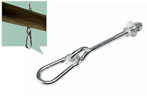 Loggyland Sicherheits-Schaukelhaken 120 mm mit Karabiner für Schaukelbalken bis 100 mm von Loggyland