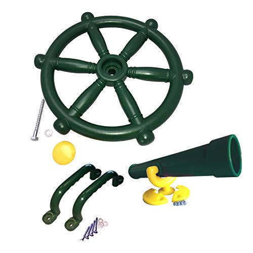 Loggyland Zubehörset für Spielturm Lenkrad + Fernrohr + 2 Handgriffe Sparset Zubehör Set Grün von Loggyland