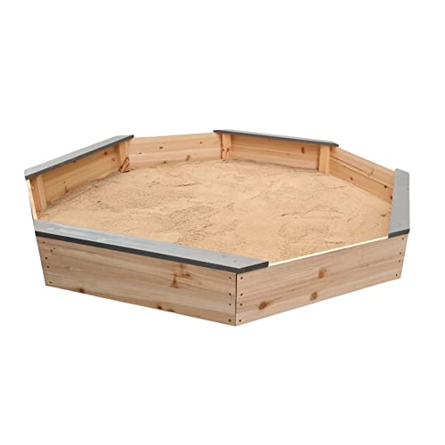 Loggyland Sandkasten mit Abdeckung 8-eckig und Sitzbrettern Sandkiste Sandbox aus Nadelholz von Loggyland