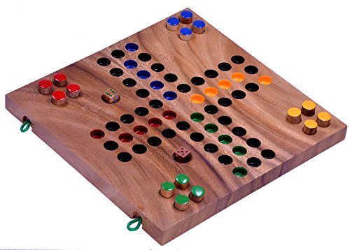 LOGOPLAY Ludo Gr. L - Würfelspiel - Gesellschaftsspiel - Familienspiel aus Holz mit klappbarem Spielbrett von LOGOPLAY