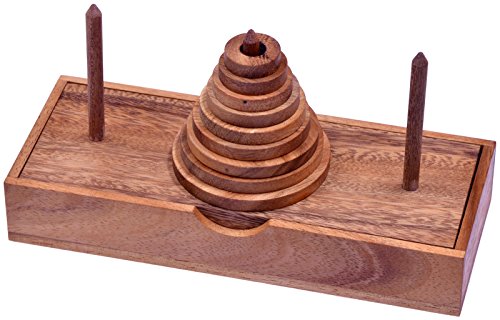 LOGOPLAY Pagoda - Turm von Hanoi - Denkspiel - Knobelspiel - Geduldspiel - Logikspiel mit 9 Scheiben aus Holz von LOGOPLAY