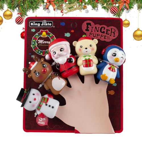 Adorable Christmas Finger Puppets, 5X Christmas Storytime Learning Doll, Sturdy Cartoon Finger Puppet Figures, Santa Claus Snowman Playtime Puppet Toy for Playing Teaching von Lokaquk