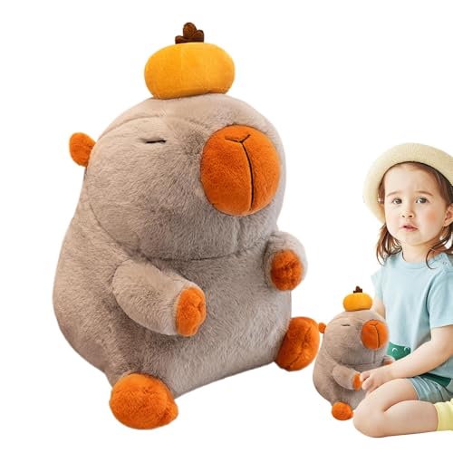 Lokaquk Adorable Plush Pillow, Capybara Plush Toy, Animal Plush Doll, Soft Capybara with Persimmon on Head, Cute Capybara Stuffed Animals, Capybara Animal Plush Doll for Girls Boys von Lokaquk