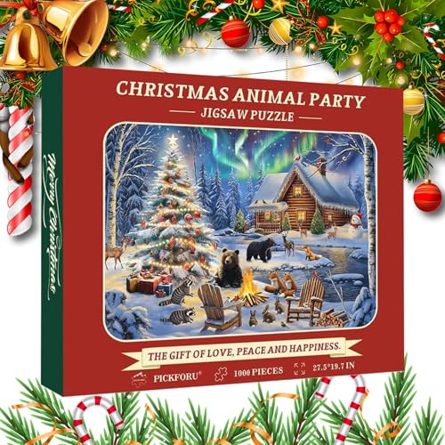 Lokaquk Cardboard Christmas Puzzle Toy | 1000-piece Christmas Jigsaw Puzzle | Holiday-Themed Jigsaw Puzzle for Kids, Birthday Christmas Jigsaw Puzzle, Animal Themed Christmas Puzzle for Kid von Lokaquk