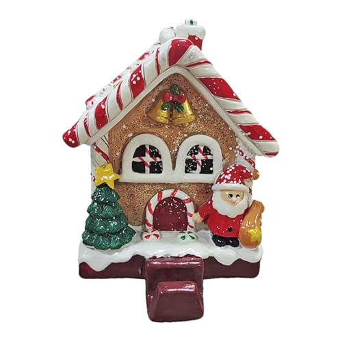 Lokaquk Christmas Gingerbread House | Gingerbread Stocking Hanger | Resin Stocking Holder, Gingerbread House Christmas Decoration, Holiday Stocking Hanger for Mantel von Lokaquk