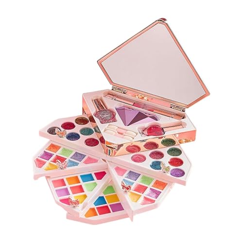 Lokaquk Kinder-Make-up-Set für Mädchen,Beleuchtetes Make-up-Set mit Spiegel | Sicheres Make-up für Mädchen, kreatives Kosmetikspielzeug für Kinder, Prinzessin, Geschenk für kleine Mädchen ab 3 Jahren von Lokaquk