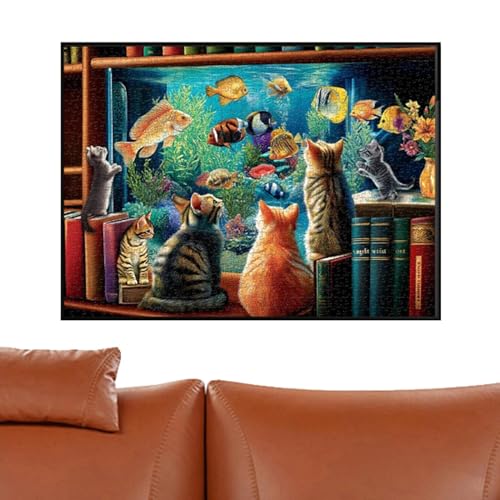 Lokaquk Puzzle for Adults Cats and Aquarium | Challenging Adult Puzzle with Cats | Aquarium Jigsaw Puzzle for Adults, 1000-piece Adult Puzzle, Art Collection Jigsaw Puzzle for Adults von Lokaquk