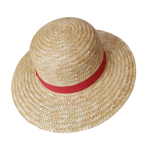 Luffy Strohhut Anime Luffy Cosplay Hut Luffy Kostüm Hut Strohhut für Cosplay 1 Stück Luffy Hut Gelb Sommer Strohhut Luffy Performance Requisiten Anime Kostüm Strohhut Strohhut für Fans von Lokaquk