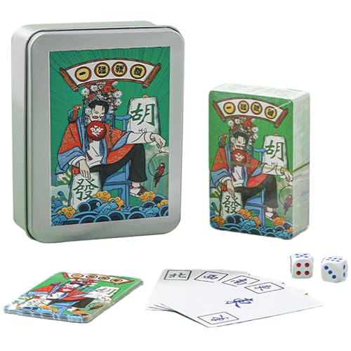 Mah Jongg Kartenspiel Classic Edition | 144 Spielkarten Mahjong-Set | Mah-Jongg-Karten für Familientreffen, klassische chinesische Mahjong-Karten, Camping-Mah-Jongg-Kartendeck, Mahjong-Kartenset für F von Lokaquk