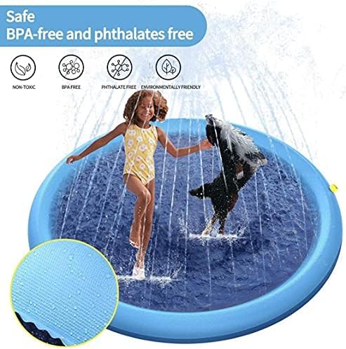 170cm Splash Pad Sprinkler Play Matte, Sprinkler für Hunde Spritz wasserspiel Matte, Splash Pad mit rutschfeste einstellbare Wasserhöhe, für Kinder Sommer, Garten, Outdoor Spielzeug von LokoRi