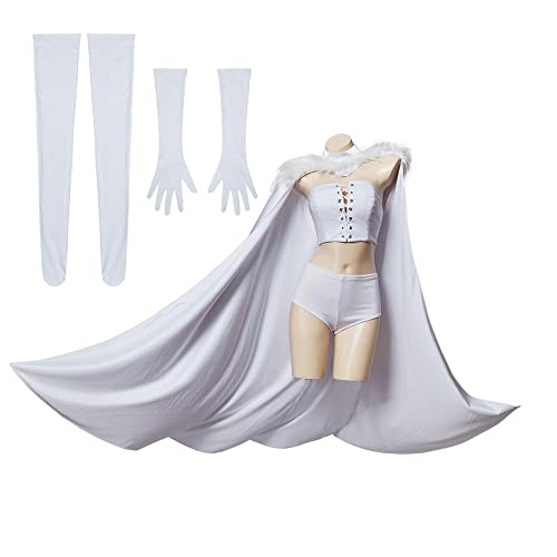 White Queen Emma Frost Cosplay Kostüm Damen Queen Outfit mit Umhang von LoliMiss