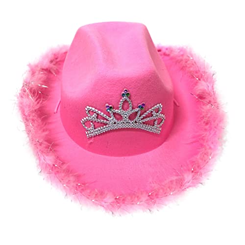 Cowboy Hut Pinker Hüte Cowboy Hut Glitzer Federboa Rosa Federschal Weißer Cowboyhut Federboa Und Herzförmiger Sonnenbrille Dreiteiliges Set Für Karnevalsfeiertage Und Partyausflüge von Lomelomme