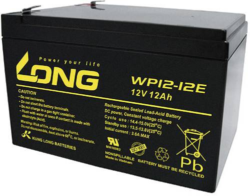 Long WP12-12E WP12-12E Bleiakku 12V 12Ah Blei-Vlies (AGM) (B x H x T) 151 x 98 x 98mm Flachstecker 6 von Long