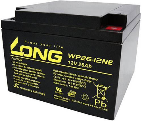 Long WP26-12NE WP26-12NE Bleiakku 12V 26Ah Blei-Vlies (AGM) (B x H x T) 166 x 125 x 175mm M6-Schraub von Long