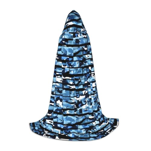 Longyiyi Blauer Camouflage-Aufdruck, Kapuzenumhang für Teenager, Kapuzenumhang für Halloween, Weihnachten, Kostümzubehör von Longyiyi