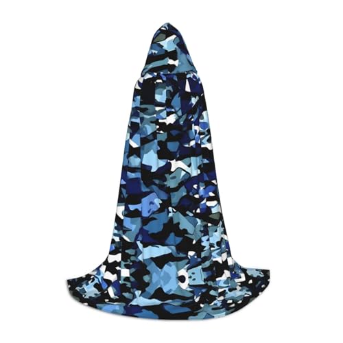 Longyiyi Blauer Camouflage-Druck, Kapuzenumhang für Teenager, Kapuzenumhang für Halloween, Weihnachten, Kostümzubehör von Longyiyi