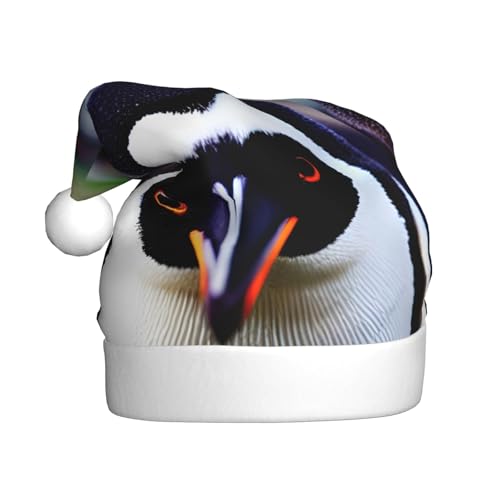 Longyiyi Dekorative Weihnachtsmütze für Erwachsene, Plüsch, niedlicher Pinguinkopf, Unisex, Weihnachtsmannmütze für Weihnachtszubehör von Longyiyi