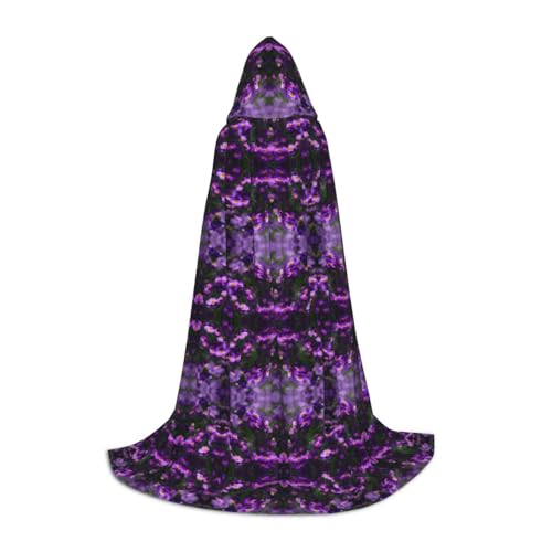 Longyiyi Kapuzenumhang mit blühendem violettem Blütenaufdruck, für Teenager, Kapuzenumhang für Halloween, Weihnachten, Kostümzubehör von Longyiyi