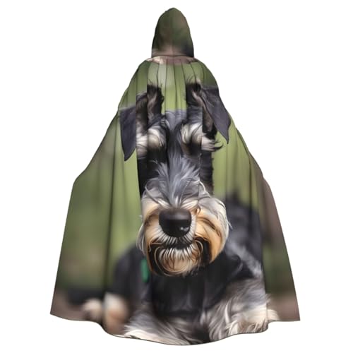 Longyiyi Unisex Bademäntel, Umhang für Erwachsene, entzückender Schnauzer-Druck, Kapuzenumhang für Cosplay, Halloween, Todesvampir-Kostüme. von Longyiyi