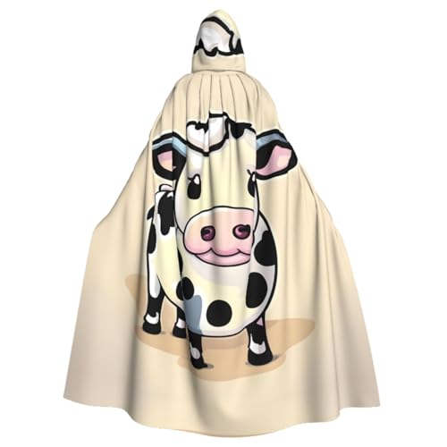 Longyiyi Unisex Bademäntel Umhang Erwachsene Cartoon Milch Kuh Druck Kapuzenumhang für Cosplay Halloween Tod Vampir Kostüme von Longyiyi