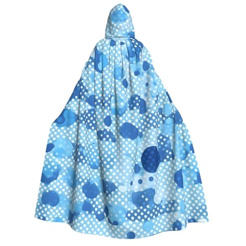 Longyiyi Unisex Erwachsene Party Karneval Cosplay Blau Polka Dot Print Print Dekoration Umhang Halloween Kapuzenumhang von Longyiyi