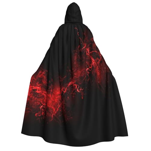 Longyiyi Unisex Erwachsene Party Karneval Cosplay Explosion Burst Rot Schwarz Druck Dekoration Umhang Halloween Kapuzenumhang von Longyiyi