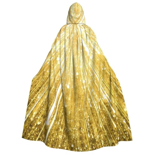 Longyiyi Unisex Erwachsene Party Karneval Cosplay Gold Bling Print Dekoration Umhang Halloween Kapuzenumhang von Longyiyi