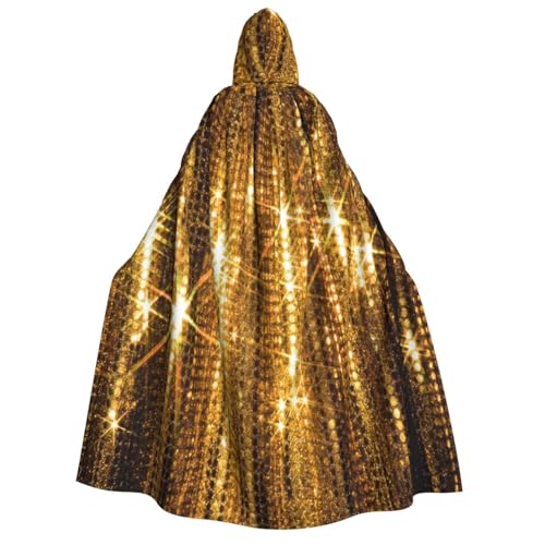 Longyiyi Unisex Erwachsene Party Karneval Cosplay Gold Pailletten Sparkle Print Dekoration Umhang Halloween Kapuzenumhang von Longyiyi