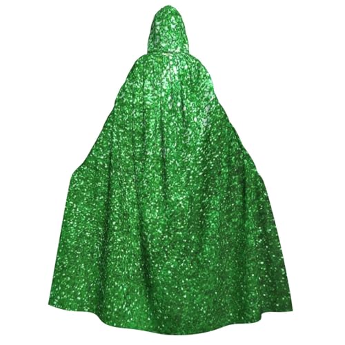 Longyiyi Unisex Erwachsene Party Karneval Cosplay Grün Pailletten Sparkle Print Dekoration Umhang Halloween Kapuzenumhang von Longyiyi