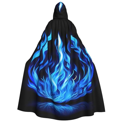 Longyiyi Unisex Erwachsene Party Karneval Cosplay Indigo Flamme Druck Druck Dekoration Umhang Halloween Kapuzenumhang von Longyiyi