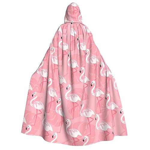 Longyiyi Unisex Erwachsene Party Karneval Cosplay Sommer Flamingo Palmblätter Druck Dekoration Umhang Halloween Kapuzenumhang von Longyiyi