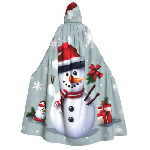 Longyiyi Unisex Erwachsene Party Karneval Cosplay Weihnachten Happy Snowman Print Dekoration Umhang Halloween Kapuzenumhang von Longyiyi